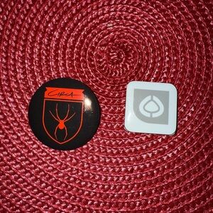 Circa Skateboard Black and Red Spider and Grey and White logo Button Set